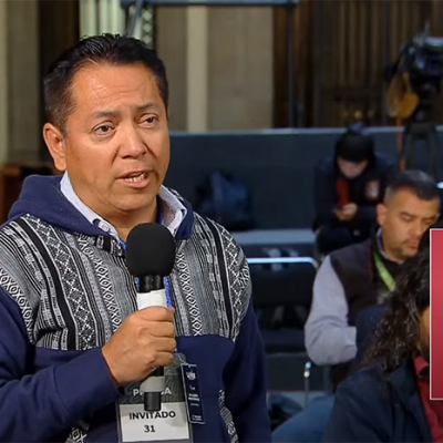 Javier Favela, durante la mañanera del presidente López Obrador el 11 de abril de 2023.